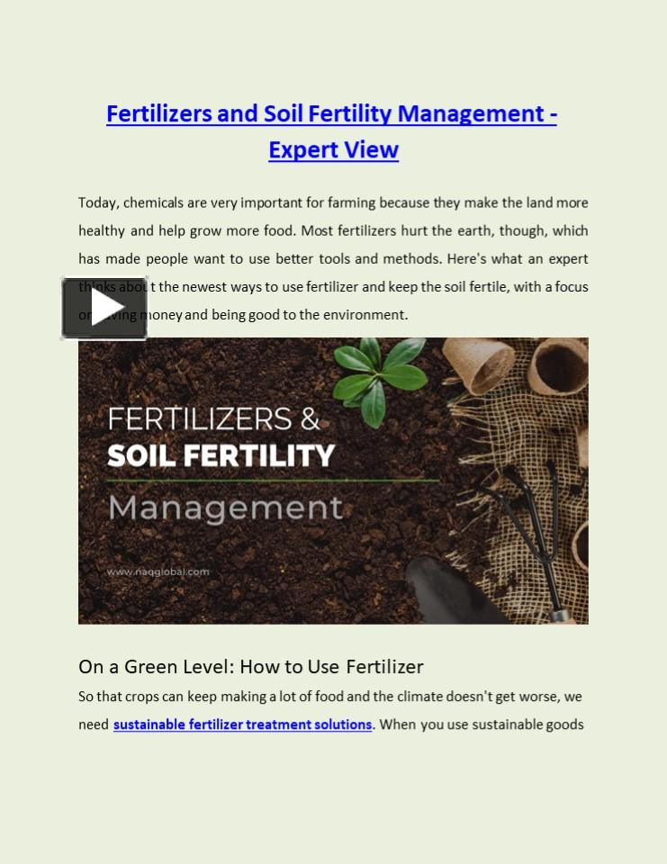 PPT – Fertilizers and Soil Fertility Management - Expert View ...