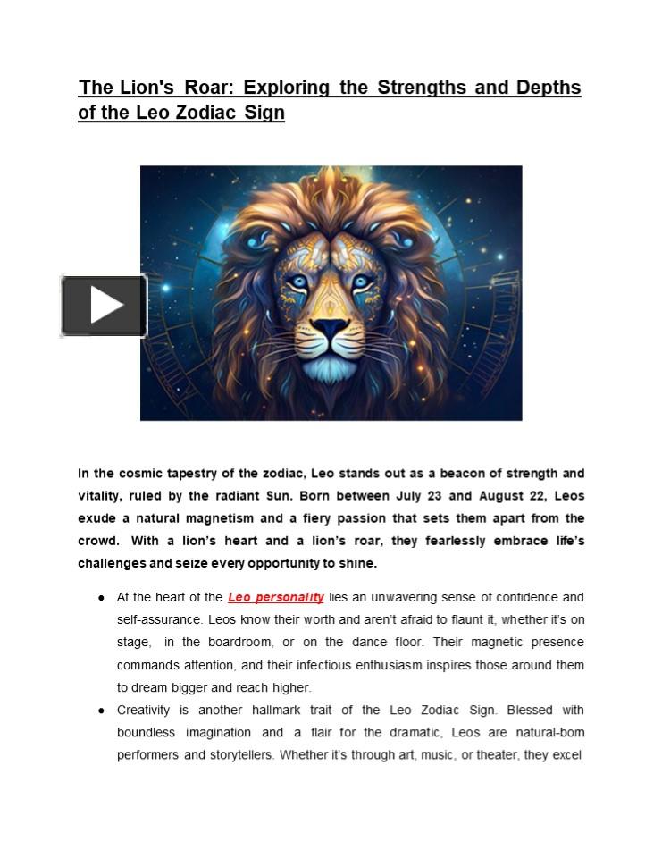 PPT – The Lion's Roar: Exploring the Strengths and Depths of the Leo ...