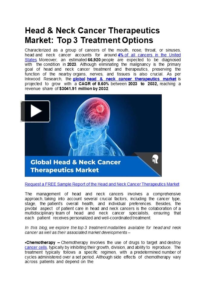 PPT – Head & Neck Cancer Therapeutics Market: Top 3 Treatment Options ...