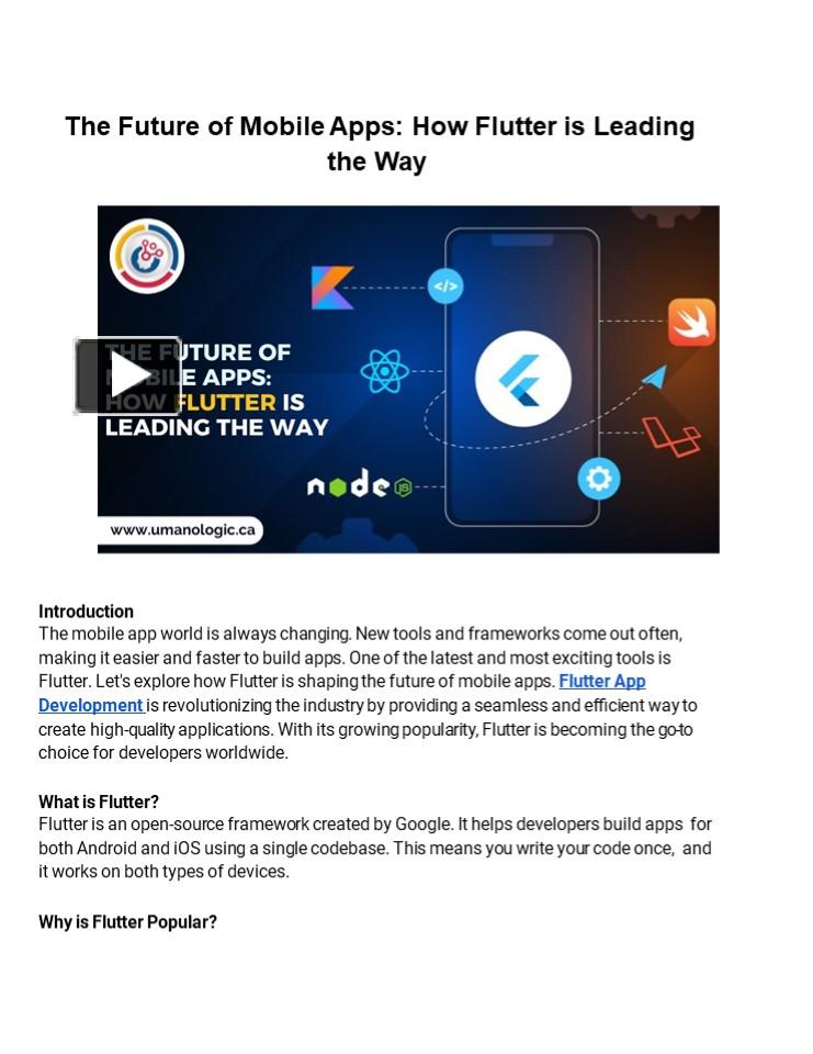 PPT – Flutter App Development Edmonton | Umano Logic PowerPoint ...