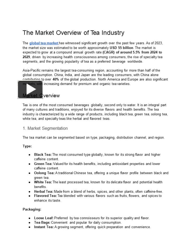 PPT – The Market Overview of Tea Industry PowerPoint presentation ...