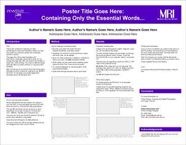 PPT – Poster Title Goes Here: PowerPoint presentation | free to view ...