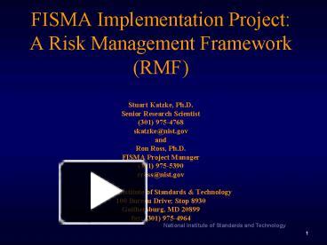 PPT – FISMA Implementation Project: A Risk Management Framework RMF ...