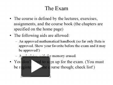 PPT – The Exam PowerPoint presentation | free to view - id: c06a7-ZDc1Z