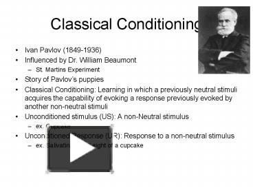 PPT – Classical Conditioning PowerPoint presentation | free to view ...