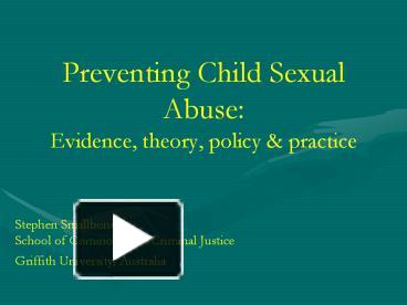 PPT – Preventing Child Sexual Abuse: Evidence, theory, policy ...